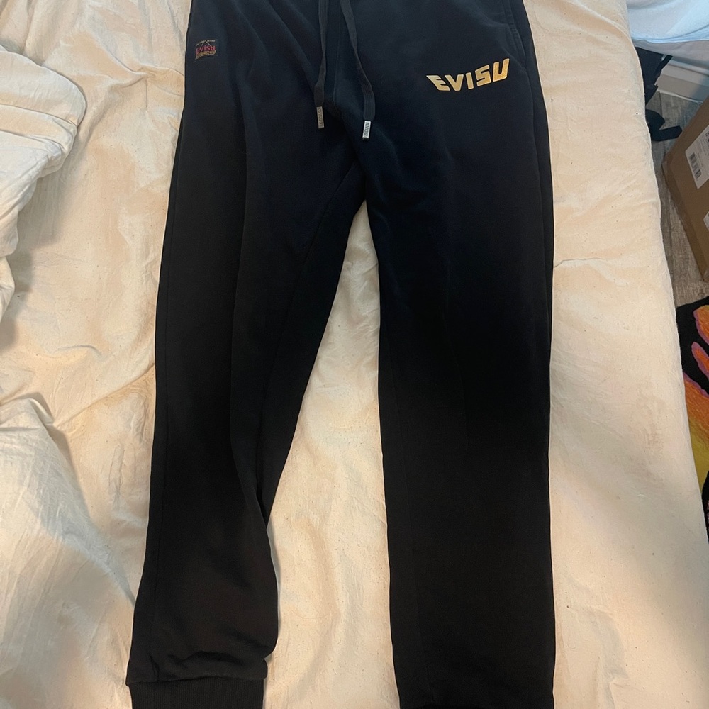Evisu Black Sweatpants with Tapered Fit